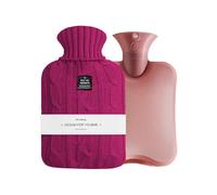 OliviaLiving - Bolsa de agua caliente (2 litros de agua caliente, recargable, con funda de punto para aliviar el dolor, terapia con frío caliente, rojo oscuro)