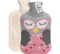 OliviaLiving Bolsa de agua caliente de 2 litros, bolsa de agua caliente y recongelable, con funda de punto para aliviar el dolor, terapia de frío caliente, búho de dibujos animados