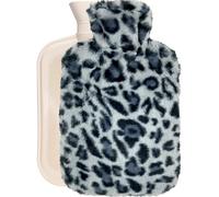 OliviaLiving Bolsa de agua caliente de 2 litros para calentar y congelar, funda de felpa con estampado de leopardo, alivio del dolor, terapia de frío (azul elegante)
