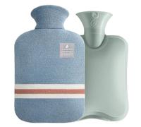 OliviaLiving Botella de agua caliente con cubierta clásica a rayas, bolsa de agua caliente de 2 litros para calambres menstruales, alivio del dolor de cuello y hombros, terapias de frío y calor,