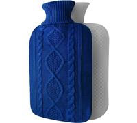 OliviaLiving Botella de agua caliente con funda, funda de punto suave de alta calidad, gran capacidad de 2 litros, bolsa de agua caliente para aliviar el dolor, cuello y hombros, espalda y noches