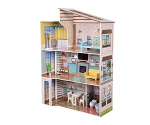 Olivia's Little World Large Dreamland Mediterráneo Contemporáneo Casa de muñecas de Madera interactiva para niños 3 Pisos con 17 Accesorios para Muebles de muñecas Multi TD-13551B