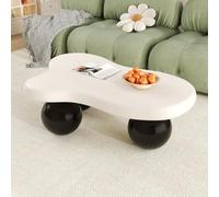 OLIVIBED Cloud Mesa de centro con LED y parte superior de la mesa, mesa de café de madera, bonita mesa de sofá irregular, mesa central para dormitorio, salón, 95 x 62,5 x 32 cm, blanco y negro