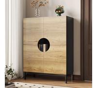 OLIVIBED Zapatero con 4 puertas, zapatero con patas y espacio de almacenamiento, zapatero con estantes ajustables, para pasillo, entrada, vestíbulo, diseño sin asas, 90 x 40 x 120 cm, color madera