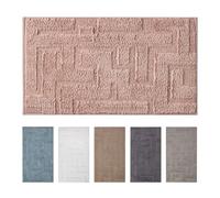 OLIVO.shop - Alfombra de baño con base antideslizante, alfombrilla de baño lavable, suave y absorbente, alfombra multiusos de color liso, flamingo (rosa, 45 x 75 cm)