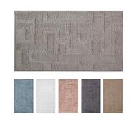 OLIVO.shop - Alfombra de baño con base antideslizante, lavable, suave y absorbente, alfombra multiusos de color liso, flamingo (gris, 50 x 90 cm)