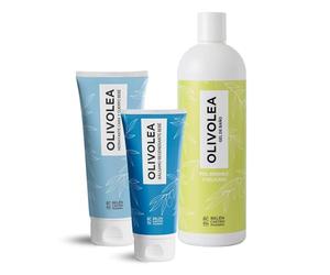 OLIVOLEA Gel Baño Bebé 500 ml, Crema Hidratante Bebé 200 ml y Crema Pañal 100 ml- Cuidado Natural para las Pieles más Sensibles - Apto Recién Nacidos