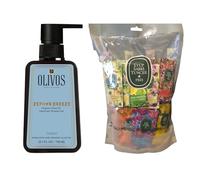 OLIVOS Gel de Ducha de Aceite de Oliva Orgánico Hammam 750 ml y Toallitas Refrescantes EYÜP SABRI TUNCER Pack de 100 Unidades de 5 x 10 cm para Limpieza Facial y Corporal con Hidratación