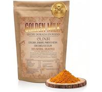 Olixir Leche Dorada Golden Milk - Blend Artesanal de Cúrcuma, Jengibre, Pimienta Negra, Canela de Ceilán - Cúrcuma Latte Tipo Chai Latte - Bebida Vegana en polvo - Sin Edulcorantes ni Aditivos - 250gr