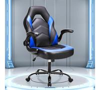 OLIXIS Silla de Videojuegos para computadora, Piel sintética, Soporte Lumbar ergonómico con reposabrazos abatible y Ruedas giratorias de 360°, Altura Ajustable, Escritorio de Oficina en casa,