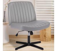 OLIXIS Sillas con patas cruzadas, sin brazos, sin ruedas, asiento ancho ajustable, giratorio, acolchado, piel sintética, asiento de escritorio para dormitorio, estudiante, sala de estudio