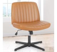 OLIXIS Sillas con patas cruzadas, sin brazos, sin ruedas, asiento ancho ajustable, giratorio, acolchado, piel sintética, asiento de escritorio para dormitorio, estudiante, sala de estudio