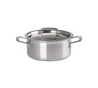 Le Creuset 3-Ply Olla baja con tapa, diámetro 20 cm, acero inoxidable, volumen 3, 0 L, para todo tipo de fuentes de calor (incluso inducción), metálico, 96200720001000