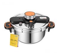 Olla a presión de 4 litros, apta para cocinas de inducción, fabricada en acero inoxidable 18/10, compatible con diversos utensilios de cocina, apertura y cierre giratorio con una sola mano (4L)