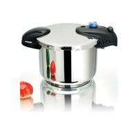 Olla a presión de acero inoxidable de 6/8/10L con de - ILLICO - Cocción rápida y , para todas las estufas incluida la de inducción, para lavavajillas, 2 válvulas + cesta de cocción incluida