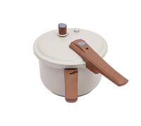 Olla a presión de acero inoxidable de 7 L, 80 kPa, olla a presión para cocinar con válvula de seguridad, 24 x 19,5 x 22,5 cm, color beige de alta calidad, apta para todo tipo de fuegos