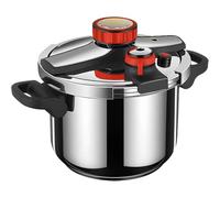 Olla a presión de acero inoxidable, doble mango, presión ajustable, bloqueo con una sola mano, adecuada para todas las cocinas, perfecta para cocinar en casa