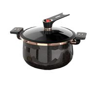 Olla a presión de doble mango esmaltada, olla de sopa antiadherente de gran capacidad, sartén de cocción al vapor para estufa de inducción de gas, 26 cm / 28 cm (7 L, negro)