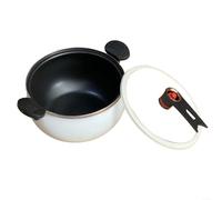 Olla a presión esmaltada de 8 litros, gran capacidad para el hogar, doble asa, olla blanca para sopa y guiso, uso versátil en la cocina (blanco plateado)
