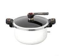Olla a presión esmaltada de gran capacidad sin interior para uso doméstico, olla de sopa de doble oreja compatible con cocinas de gas e inducción, 26 cm/28 cm (7 L blanco)