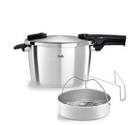 Fissler Vitaquick Olla a presión grande de 8 L, 26 cm de diámetro, con accesorio, olla a presión de acero inoxidable, 2 niveles de cocción, apta para inducción