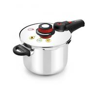 MONIX Selecta Olla a presión rápida 6 litros con Sistema de selección de Alimentos y Cierre automático, Acero Inoxidable 18/10, Gris, 22 cm