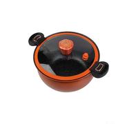 Olla antiadherente para sopa y guiso, olla a fuego lento con tapa de bloqueo de seguridad, utensilios de cocina de metal para frijoles y granos, verde (naranja, 8 L)