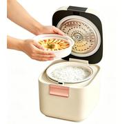Olla Arrocera De 5l Baja En Azúcar, Con Temporizador De 24 Horas Y Función De Mantener Caliente Automáticamente, Cesta De Vapor Antiadherente, Cuchara Para Arroz, Pantalla Led Oculta Para Uso