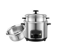 Olla arrocera de acero inoxidable 304, acero inoxidable 304 con cesta vaporera, función de mantener caliente, incluye espátula y taza medidora, para familias de 1 a 11 personas 5L