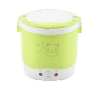Olla arrocera eléctrica 12V 100W 1.3 L Olla arrocera eléctrica portátil multifuncional Vaporizador de alimentos Vaporizador de alimentos para el automóvil para cocinar sopa de arroz guisos(verde)