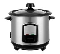 Olla Arrocera Eléctrica - Olla Arrocera Antiadherente De Acero Inoxidable De 0,8 L Recipiente Extraíble Funciones para Cocinar Y Mantener Caliente Y Tapa De Vidrio Ventilada Incluye Medidora