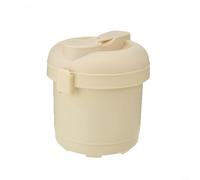 Olla arrocera para microondas, olla portátil de polipropileno para arroz, pasta, verduras, apta para lavavajillas, 14,5 x 14 x 10,4 cm, color beige
