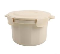 Olla arrocera portátil para microondas con sistema de circulación de vapor para cocinar uniformemente, apta para lavavajillas, textura de polipropileno de 20,5 x 11 x 14,7 cm, color beige