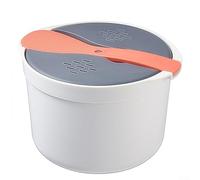 Olla arrocera portátil para microondas, olla de vapor para verduras y pasta, herramienta de cocina verde compacta con colador (naranja)