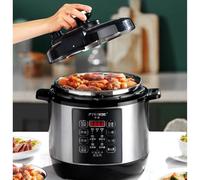 Olla Arrocera Saludable Sin Recubrimiento, Doméstica De Acero Inoxidable, De Cocción Lenta Digital Con Vapor Hacia Arriba Y Hacia, Revestimiento Engrosado Ollas Rectas(4L)