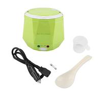Olla arrocera y vaporera eléctrica multifuncional para camiones de 24 V, portátil de 140 W y 1,3 L, carcasa blanca de ABS+PP, revestimiento antiadherente, incluye adaptador y (Green)