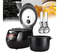 Olla automática de perlas comercial de 900 W, olla de 6 L para tapioca, sago, pudín, té de burbujas, té con leche, con tapa integrada y 2 cucharas