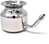 Olla ayurvédica Jal Neti de acero inoxidable de grado para congestión sinusal y limpieza nasal, no corrosivo, irrompible, higiénica, punta de nariz suave, se adapta perfectamente a cualquier fosa