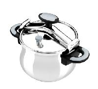 OLLA RAPIDA TEKNA BRA A185603 - 22CM - 7L - ACERO INOXIDABLE 18/10 - TRIPLE FONDO DIFUSOR - MANGO ERGONÓMICO - ASAS BAQUELITA TERMO RESISTENTE