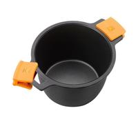 BRA Efficient | Olla alta tapa cristal y Asas de Silicona 28 cm | 11 litros, 28 cm, Apta para Todo Tipo de cocinas incluída inducción, Aluminio, Negro
