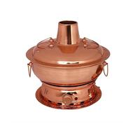 Olla caliente china de cobre, base de calefacción doble de carbono eléctrico, diseño dividido, olla gruesa de cobre puro para ganado mongol, fácil de limpiar, adecuada para reuniones familiares, 34 cm