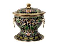 Olla caliente china de cobre, para una sola persona con diseño tradicional chino de cloisonne, superficie antiadherente, duradera y fácil de limpiar, para familiares, amigos, fiestas, restaurantes (C)