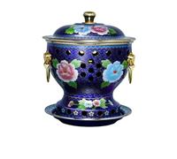 Olla caliente china de cobre, para una sola persona con diseño tradicional chino de cloisonne, superficie antiadherente, duradera y fácil de limpiar, para familiares, amigos, fiestas, restaurantes (A)