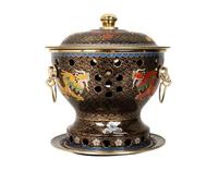Olla caliente china de cobre, para una sola persona con diseño tradicional chino de cloisonne, superficie antiadherente, duradera y fácil de limpiar, para familiares, amigos, fiestas, restaurantes (O)