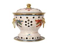 Olla caliente china de cobre, para una sola persona con diseño tradicional chino de cloisonne, superficie antiadherente, duradera y fácil de limpiar, para familiares, amigos, fiestas, restaurantes (K)