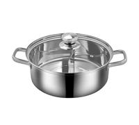Olla caliente con divisor de acero inoxidable Shabu Shabu Pot con tapa de vidrio Hot Plate Cookware Set Hot Pot Base de sopa de acero inoxidable Olla caliente para inducción estufa de gas 26 cm