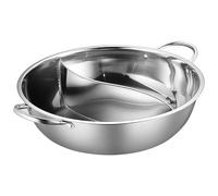 Olla caliente de acero inoxidable con divisor, 28 cm, diseño Yinyang de larga duración, compatible con estufas de gas e inducción, olla Shabu antiadherente multiusos