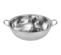 Olla caliente de acero inoxidable con partición central para zonas de cocción independientes, compatible con cocinas de gas e inducción (30 cm)