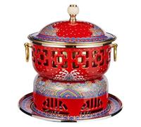 Olla caliente de cobre Cloisonne antiadherente hecha a mano, estilo vintage de Beijing, olla pequeña con alcohol para uso doméstico, perfecta para reuniones, color verde