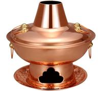 Olla caliente de cobre, estilo tradicional chino mongol para cenas familiares, reuniones, barbacoas y picnics al aire libre
